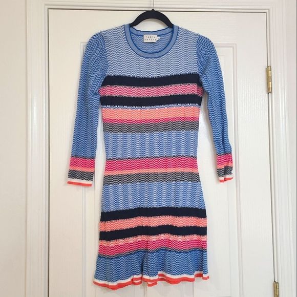 Tanya Taylor Beta Zigzag Long Sleeve Sweater Dress Size XS - Picture 1 of 9